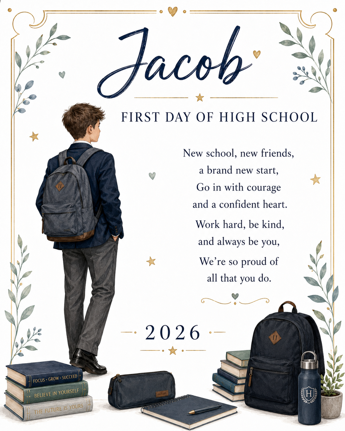 Personalised First Day of School Print 2026