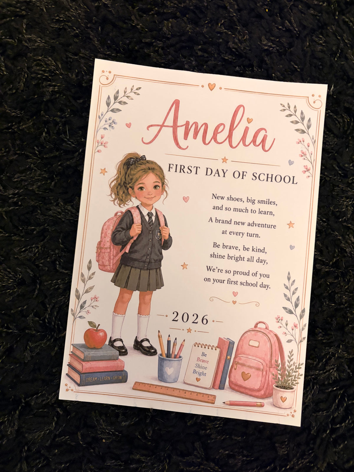 Personalised First Day of School Print 2026